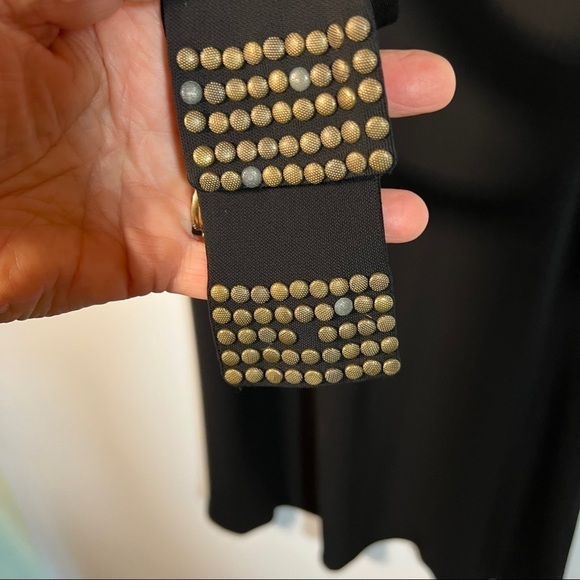 ALICE + OLIVIA Size M Little Black Dress with Studs on Neckline. Condition good! - Picture 2 of 5